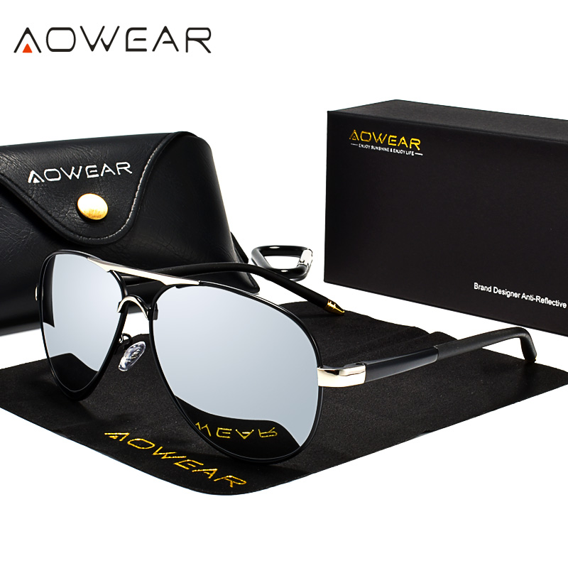 Sunglasses Aviator Polarized - AOWEAR мужские авиационные солнцезащитные очки мужские