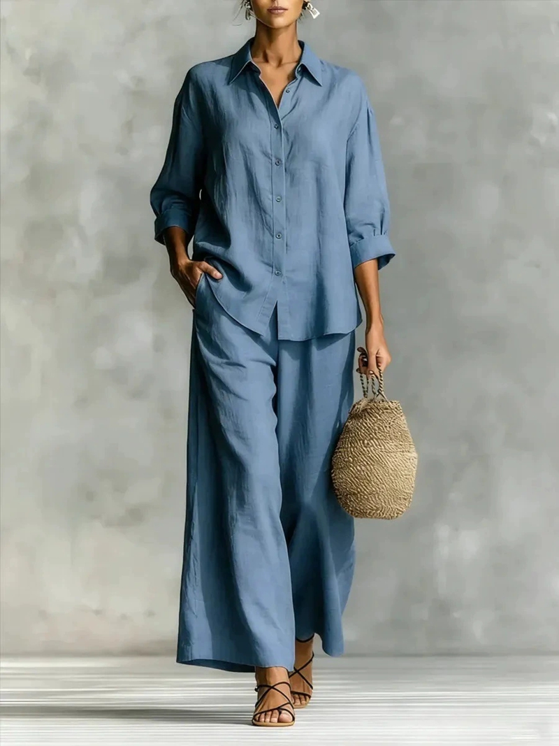Linen Shirt Breathable - Женский новый комплект: рубашка с рукавом