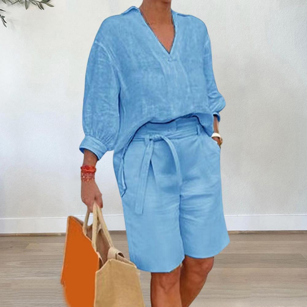 Linen Shirt Breathable - Льняной хлопковый женский комплект из двух