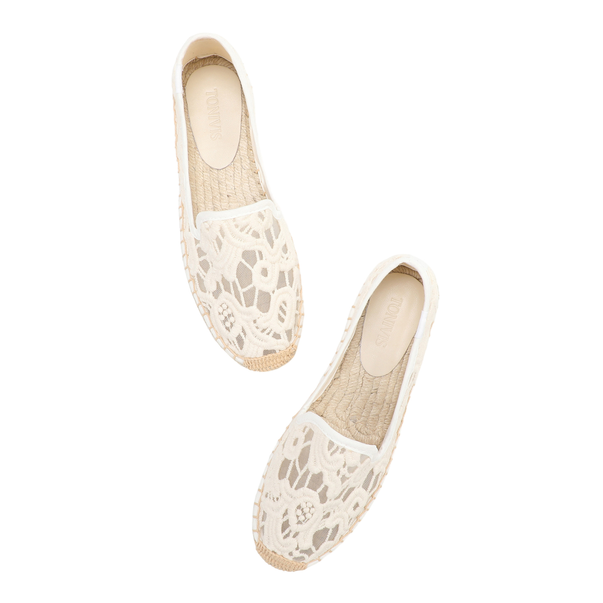 Espadrille Slip On - Женские кружевные эспадрильи без каблука, элегантные