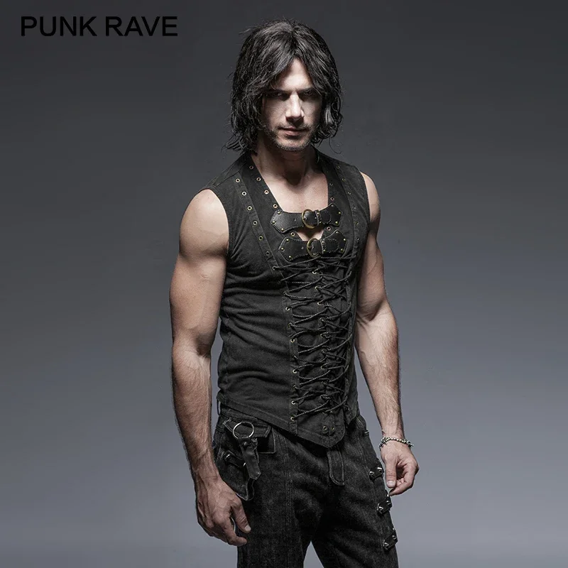 PUNK RAVE Черный Панк-Рок Хлоп – обзор и цена Tank Top Muscle